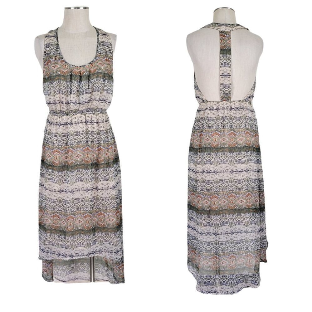 Staring at Stars Halter Maxi Dress Size L High Low Pullover Tribal Lightweight